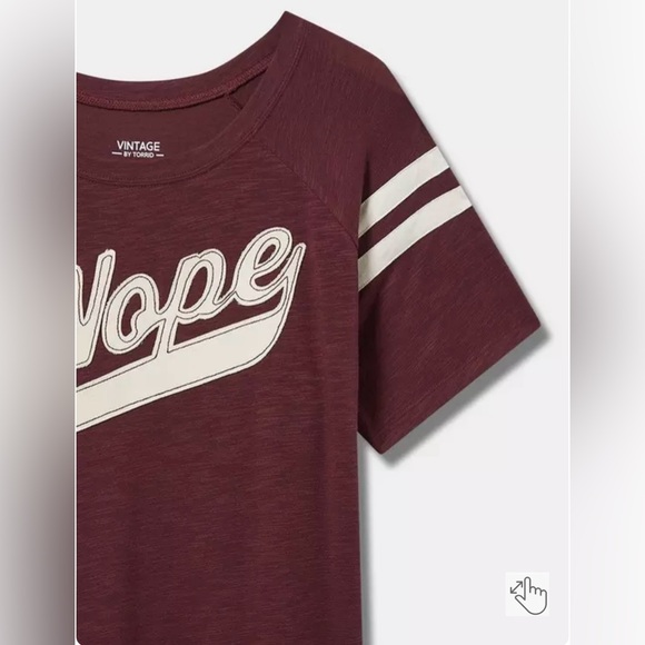 Torrid Nope Fitted Vintage Slub Varsity Boat Neck Tee - Picture 2 of 5